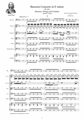 Vivaldi - Bassoon Concerto in E minor RV 484 for Bassoon, Strings and Cembalo