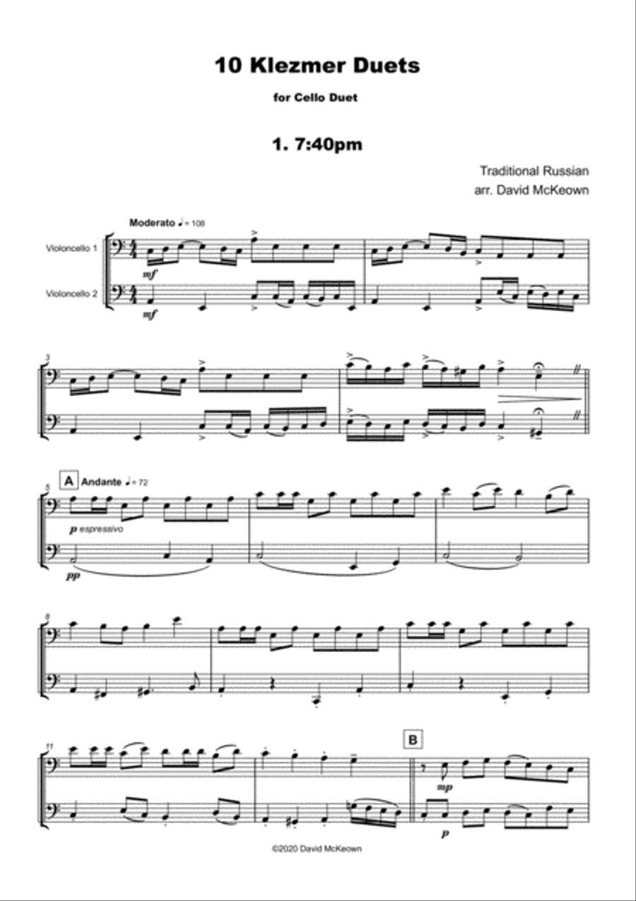 10 Klezmer Duets for Cello