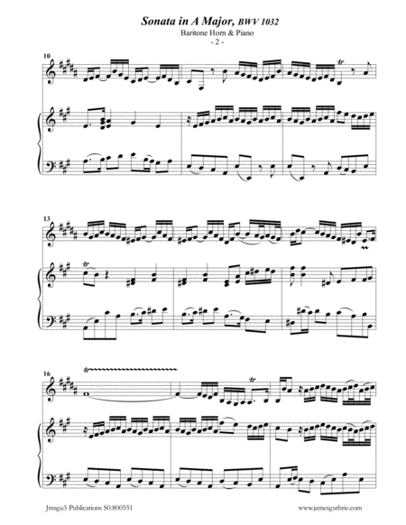 BACH: Sonata BWV 1032 for Baritone Horn & Piano image number null