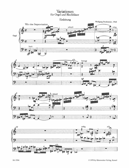 Variationen for Brass and Organ No. 1 - 6