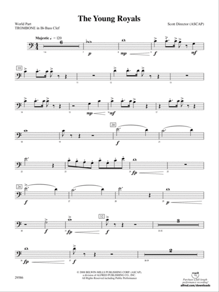 The Young Royals: (World Part) 1st B-flat Trombone B.C. Concert Band scores gallery preview page 1