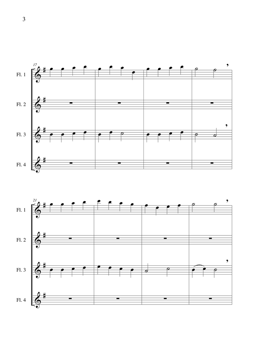 Yankee Doodle - Flute Quartet Flute Quartet scores gallery preview page 5