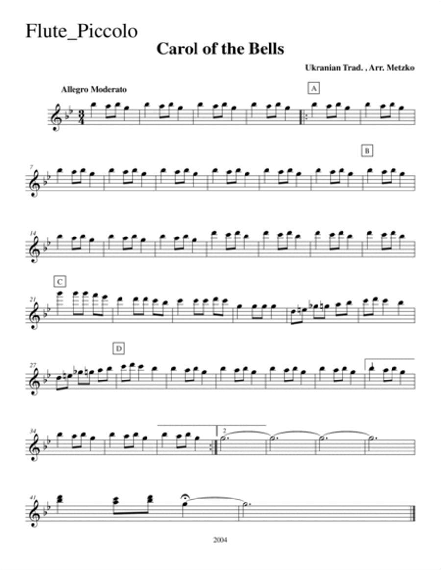 Carol of the Bells Carol of the Bells Concert Band scores gallery preview page 6