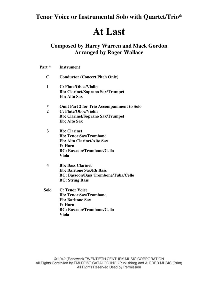 At Last Woodwind Quartet scores gallery preview page 1