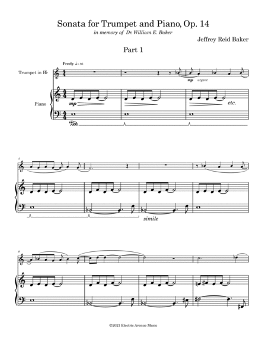 Sonata for Trumpet and Piano, Op. 14 in 2 Parts 2-Part scores gallery preview page 2