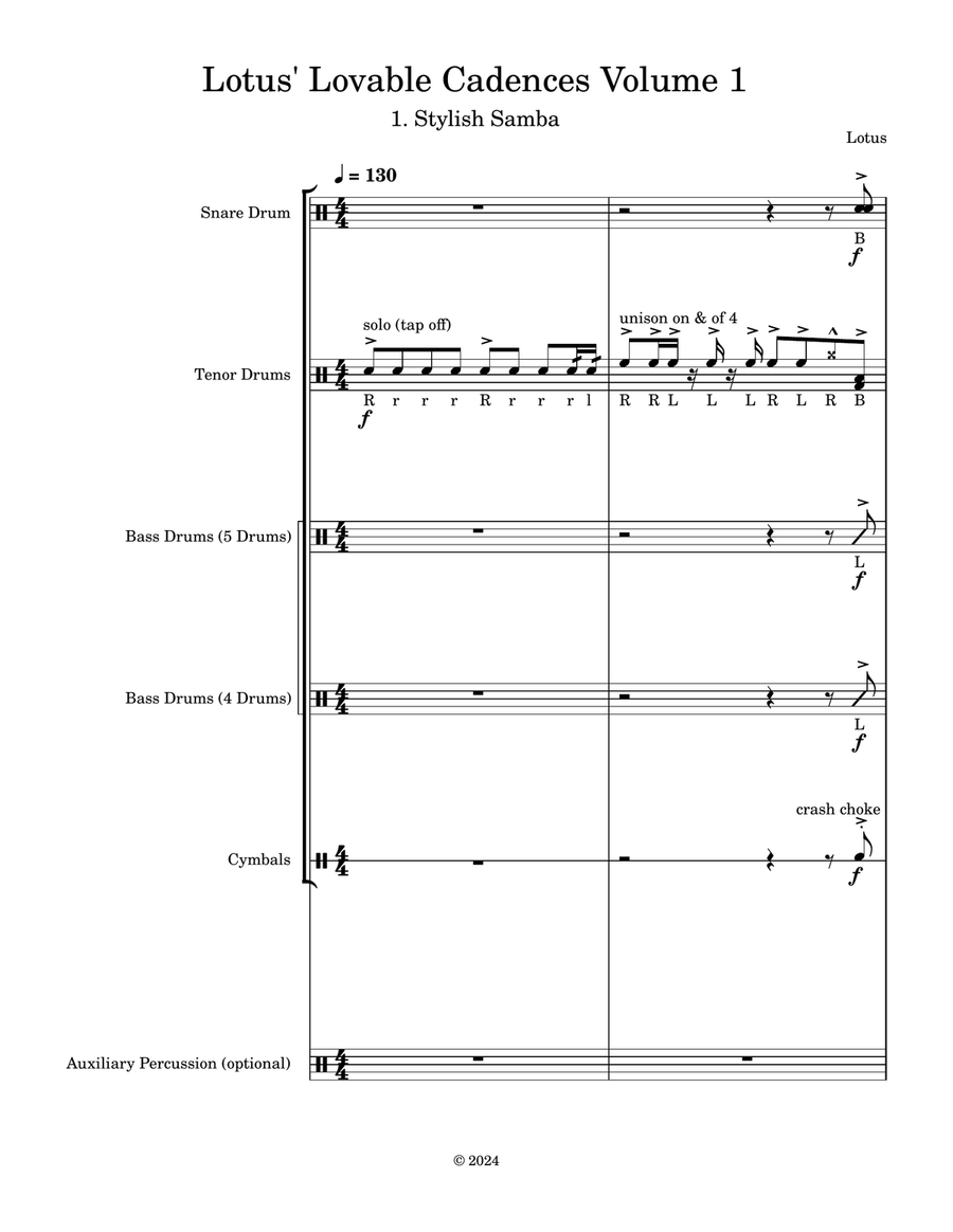 Lotus' Lovable Cadences Volume 1 Marching Band scores gallery preview page 1