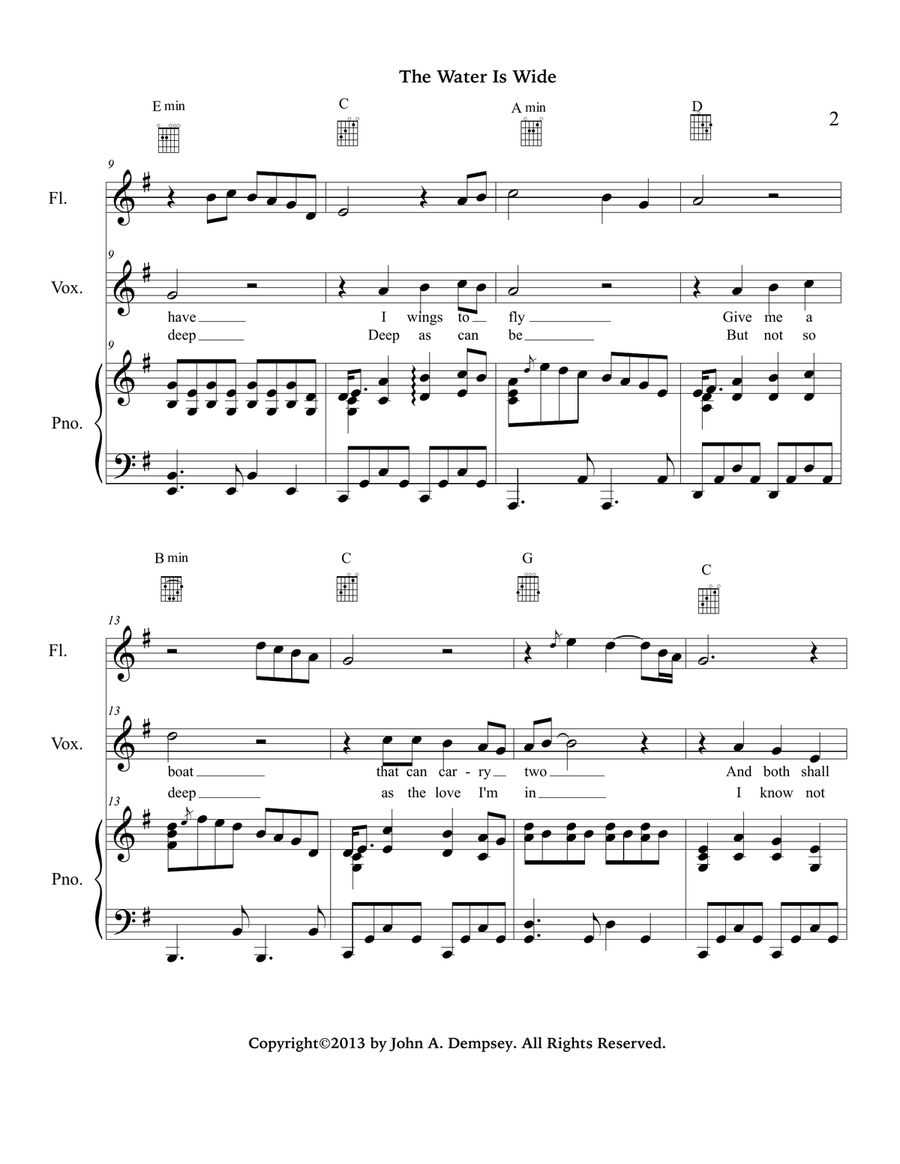 The Water is Wide (Piano/Vocal/Guitar/Flute or Penny Whistle) Piano, Vocal scores gallery preview page 5