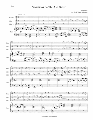 Variations on The Ash Grove (Llwyn Onn) for piccolo, 2 flutes and piano