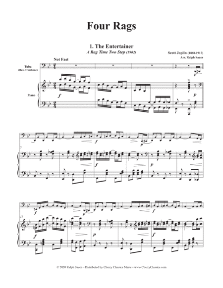 Four Rags for Bass Trombone and Piano