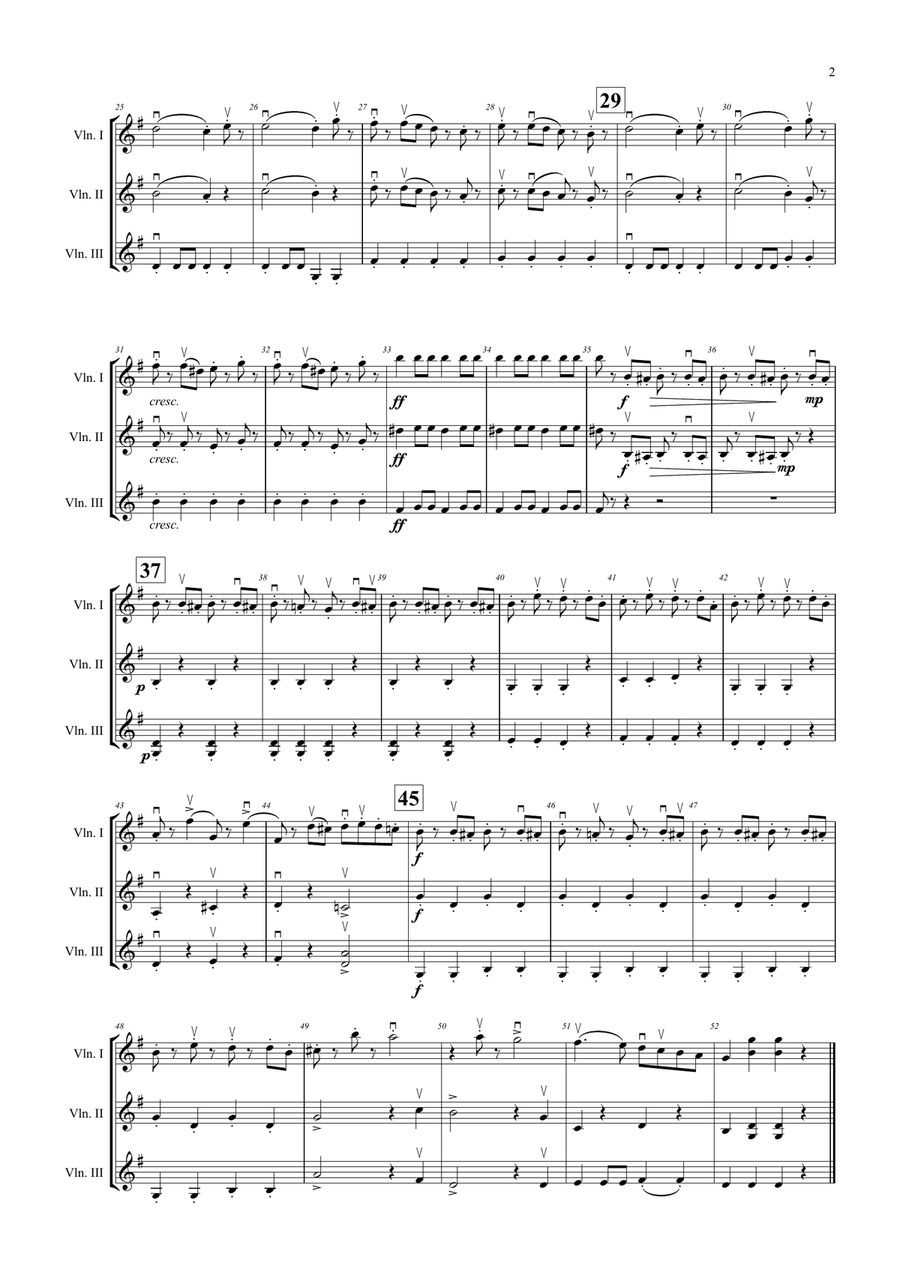 Radetzky March, by Johann Strauss Snr., arranged for Violin Trio by Adrian Mansukhani String Trio scores gallery preview page 3