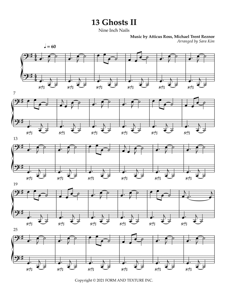 Ghosts II 13 Easy Piano scores gallery preview page 1