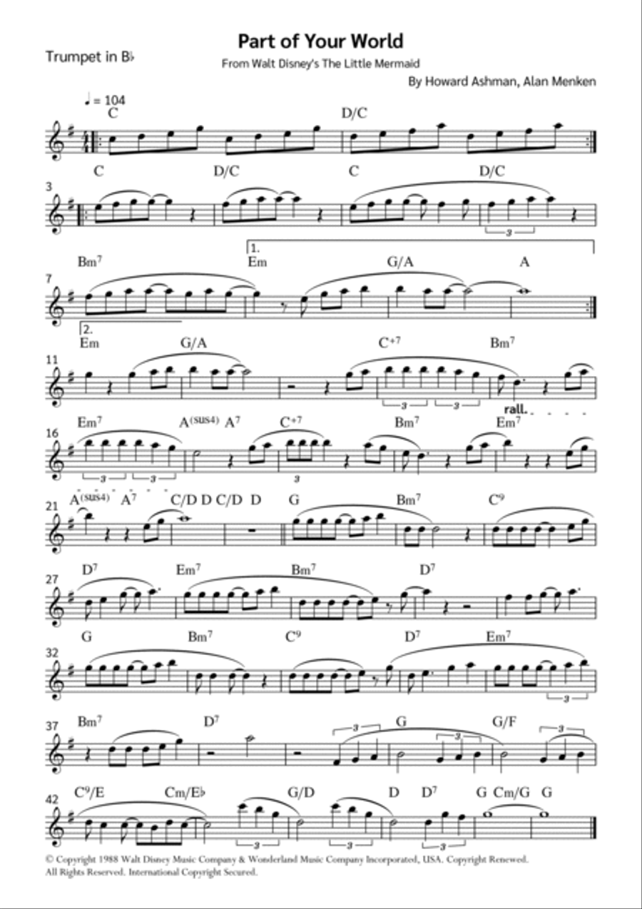 Part Of Your World (reprise) Trombone scores gallery preview page 6