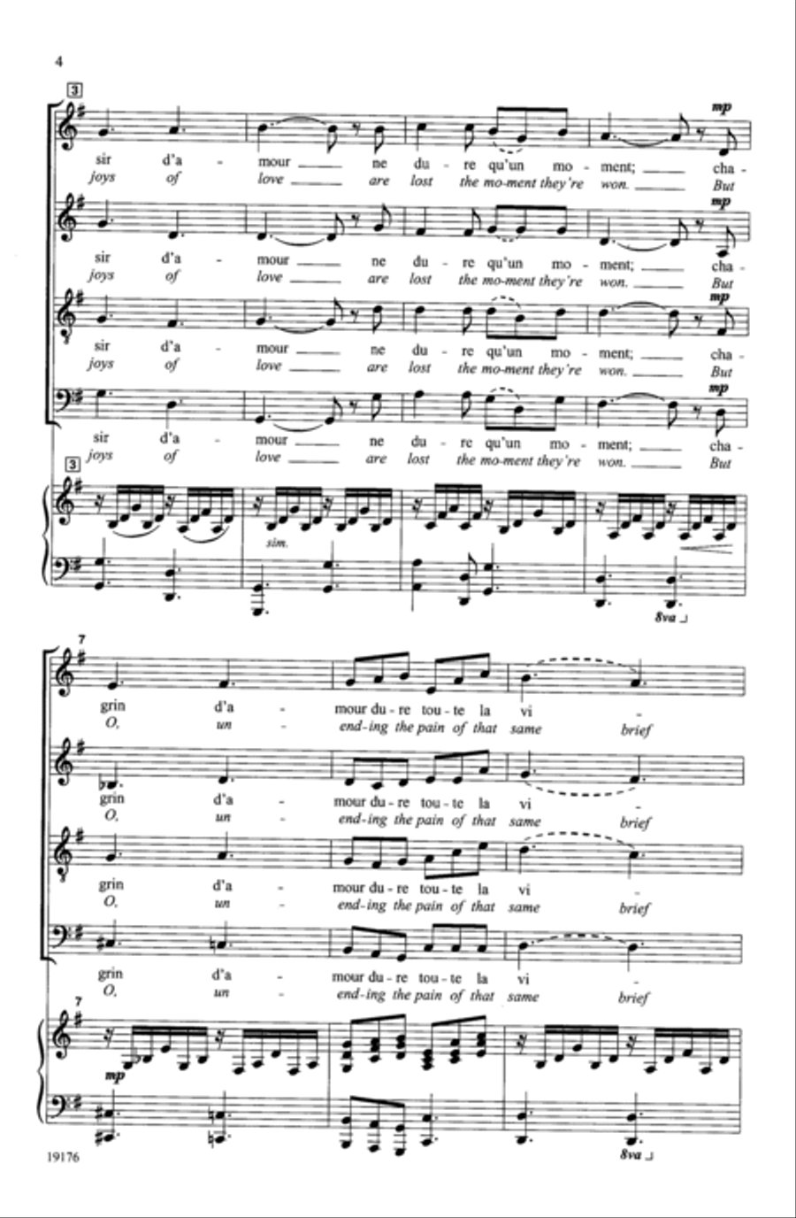 Plaisir d'Amour 4-Part scores gallery preview page 3