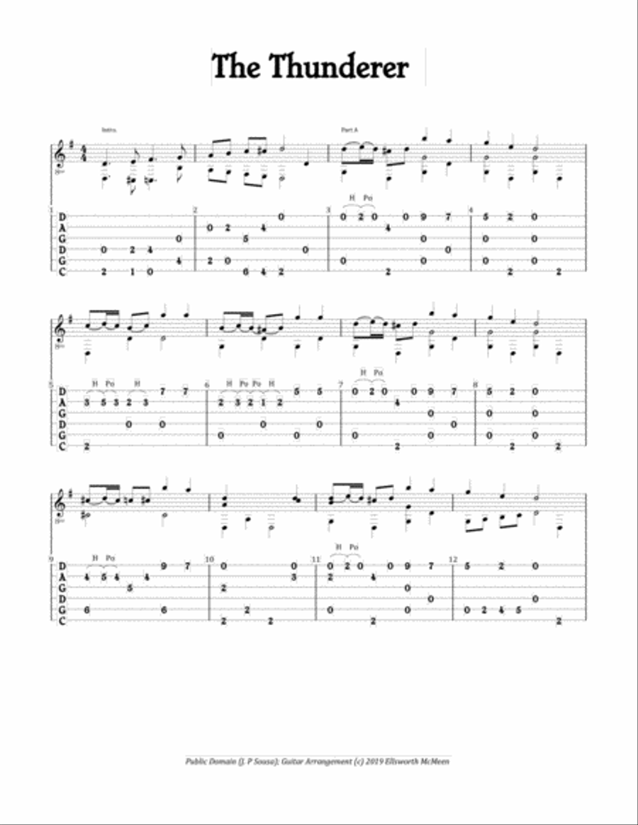 The Thunderer March (For Fingerstyle Guitar Tuned CGDGAD) Small Ensemble scores gallery preview page 1