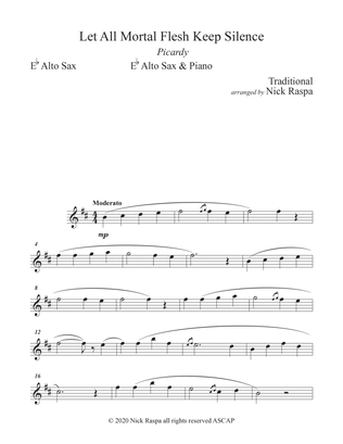 Book cover for Let All Mortal Flesh Keep Silence (E Flat Alto Sax & Piano) Alto Sax part