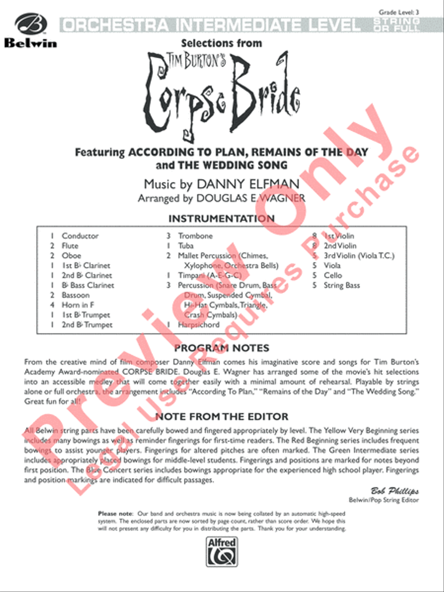 Selections form Tim Burton's Corpse Bride Full Orchestra scores gallery preview page 2