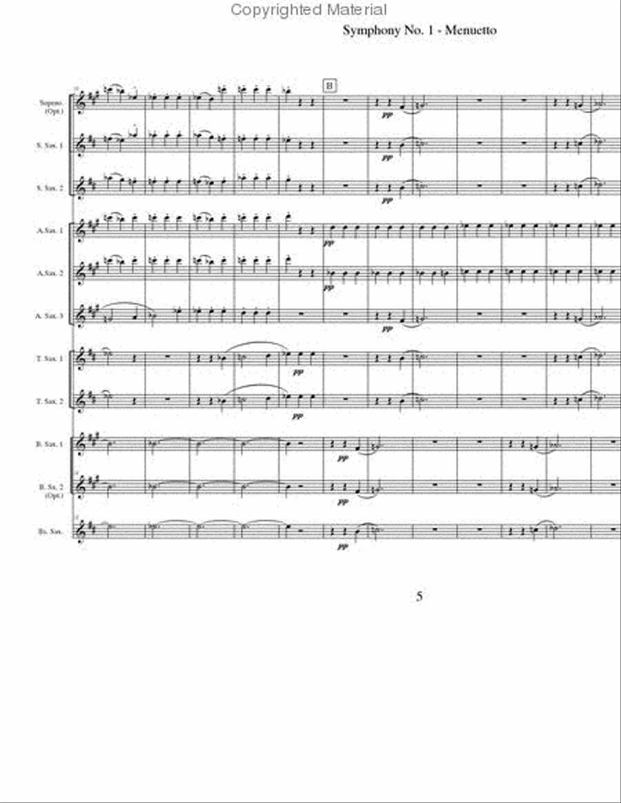 Symphony No. 1, Menuetto Saxophone Ensemble scores gallery preview page 4