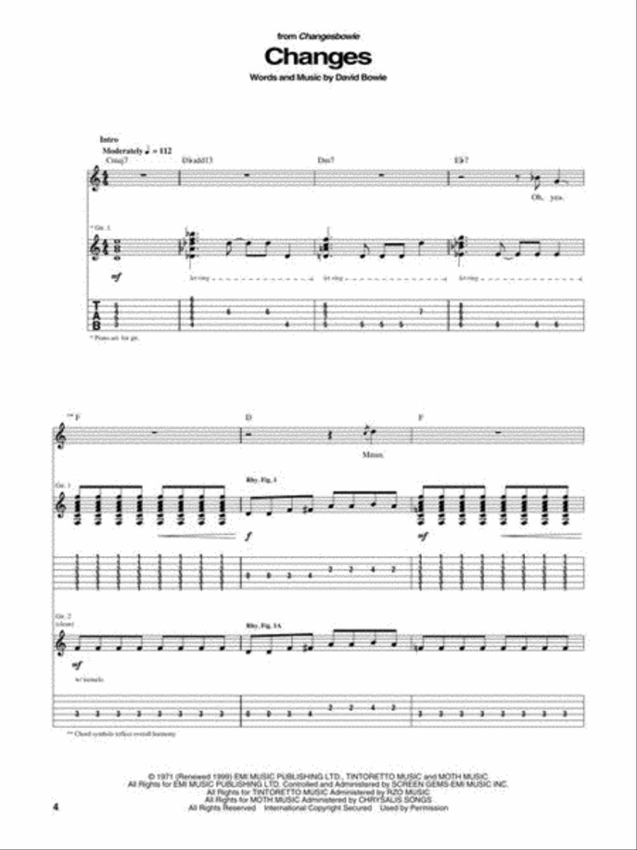 Best of David Bowie Electric Guitar scores gallery preview page 5