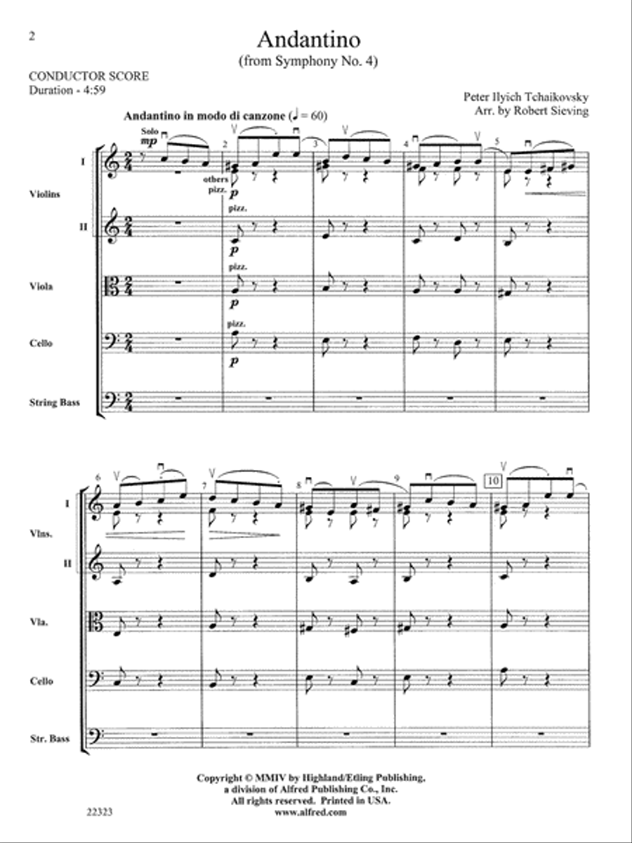 Andantino (from Symphony No. 4): Score String Orchestra scores gallery preview page 2