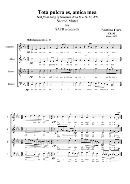 Tota pulcra es,amica mea - Sacred Motet for Choir SATB a cappella image number null