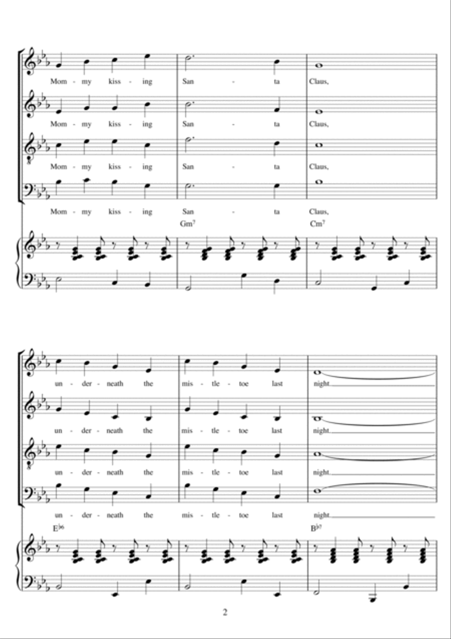 I Saw Mommy Kissing Santa Claus (arr. Berty Rice) 4-Part scores gallery preview page 2