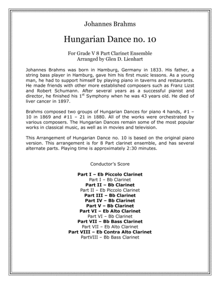 Hungarian Dance no. 10 (Clarinets) image number null