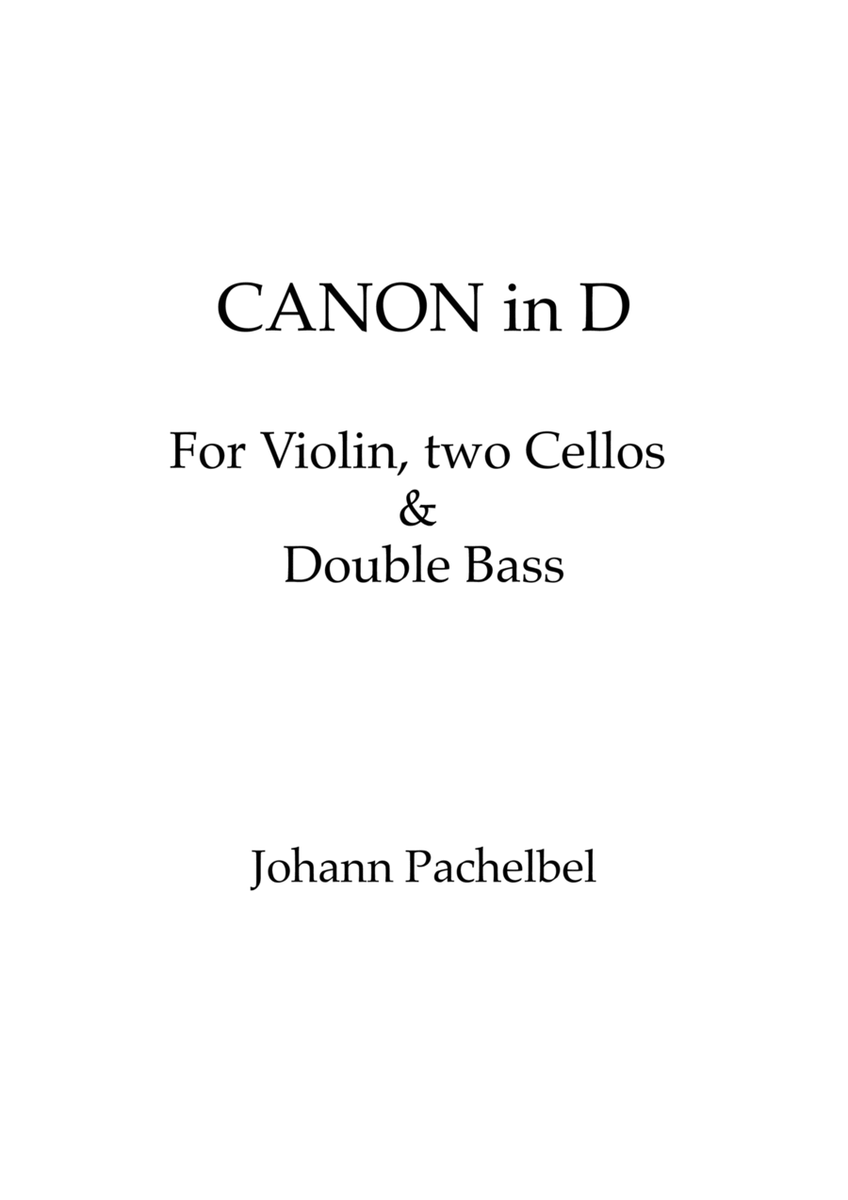 Canon in D for Violin, 2 cellos and Double Bass w/ individual parts image number null
