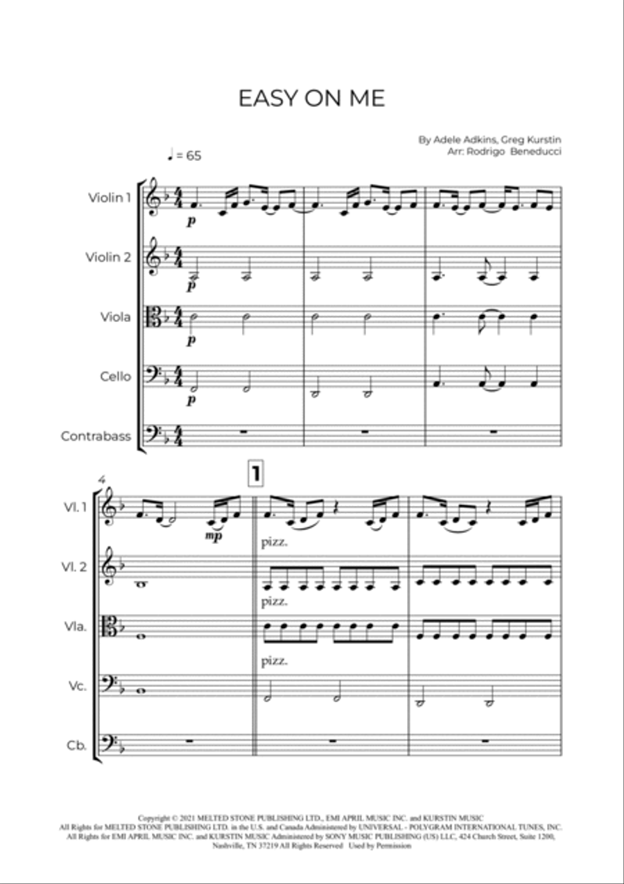 Easy On Me String Quintet scores gallery preview page 2
