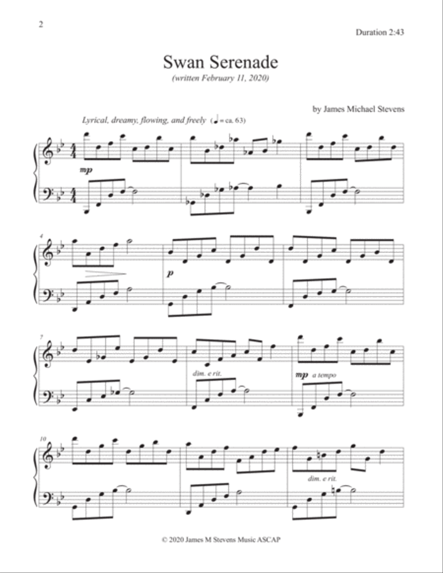 Swan Serenade - Romantic Piano Piano Solo scores gallery preview page 2