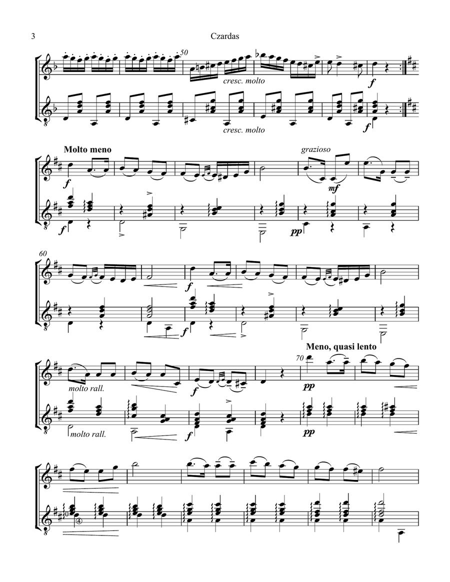 Czardas for flute and guitar Flute scores gallery preview page 4