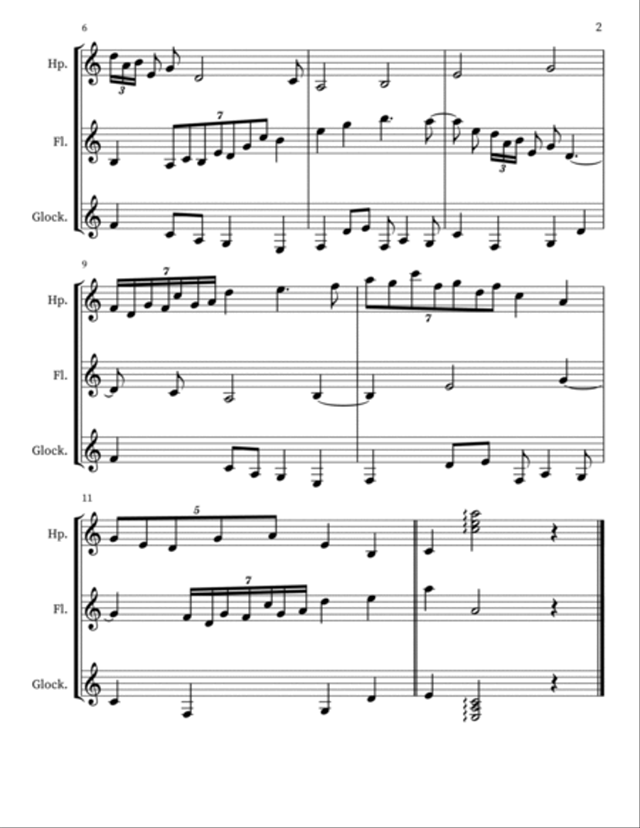 A 97 for harp, flute, glockenspiel Small Ensemble scores gallery preview page 2