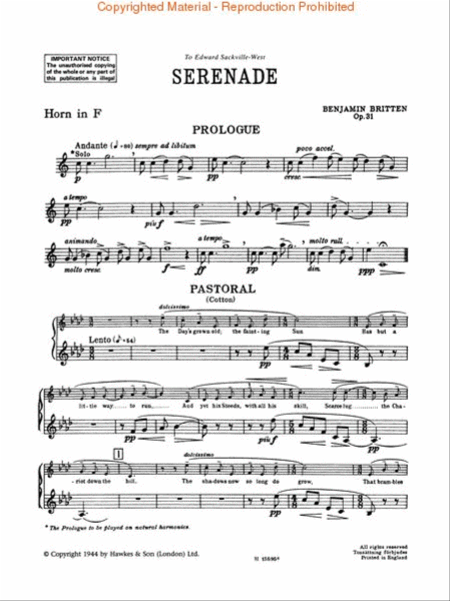Serenade for Tenor, Op. 31 Voice scores gallery preview page 4