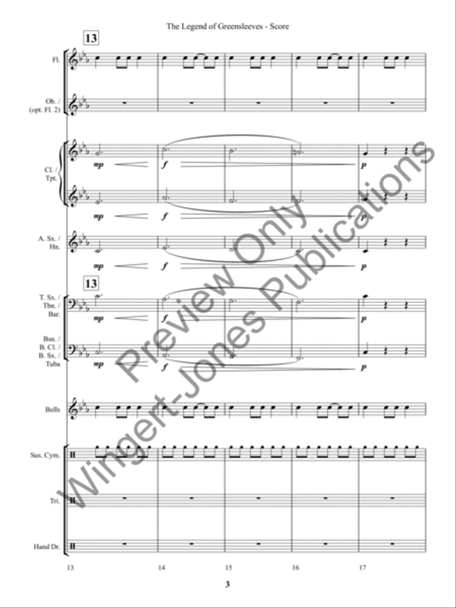 The Legend of Greensleeves (Score) Concert Band scores gallery preview page 6