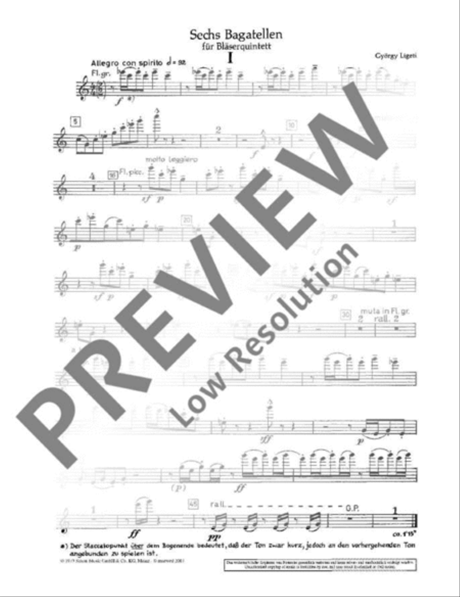 Six Bagatelles Woodwind Quintet scores gallery preview page 3