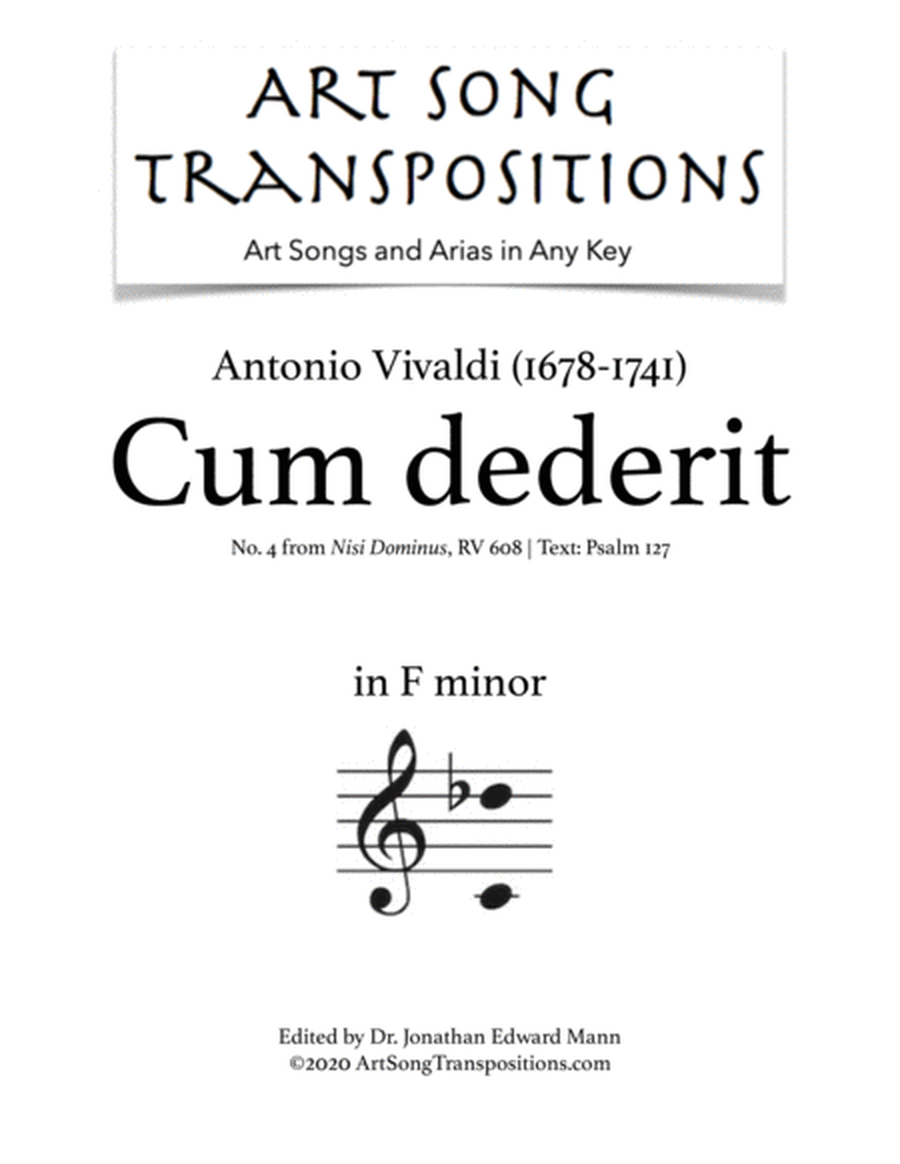 VIVALDI: Cum dederit (transposed to F minor)
