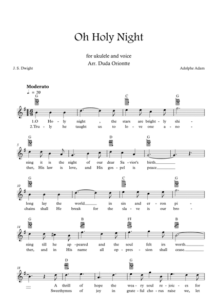 Oh Holy Night (G major - TABS - with lyrics) image number null