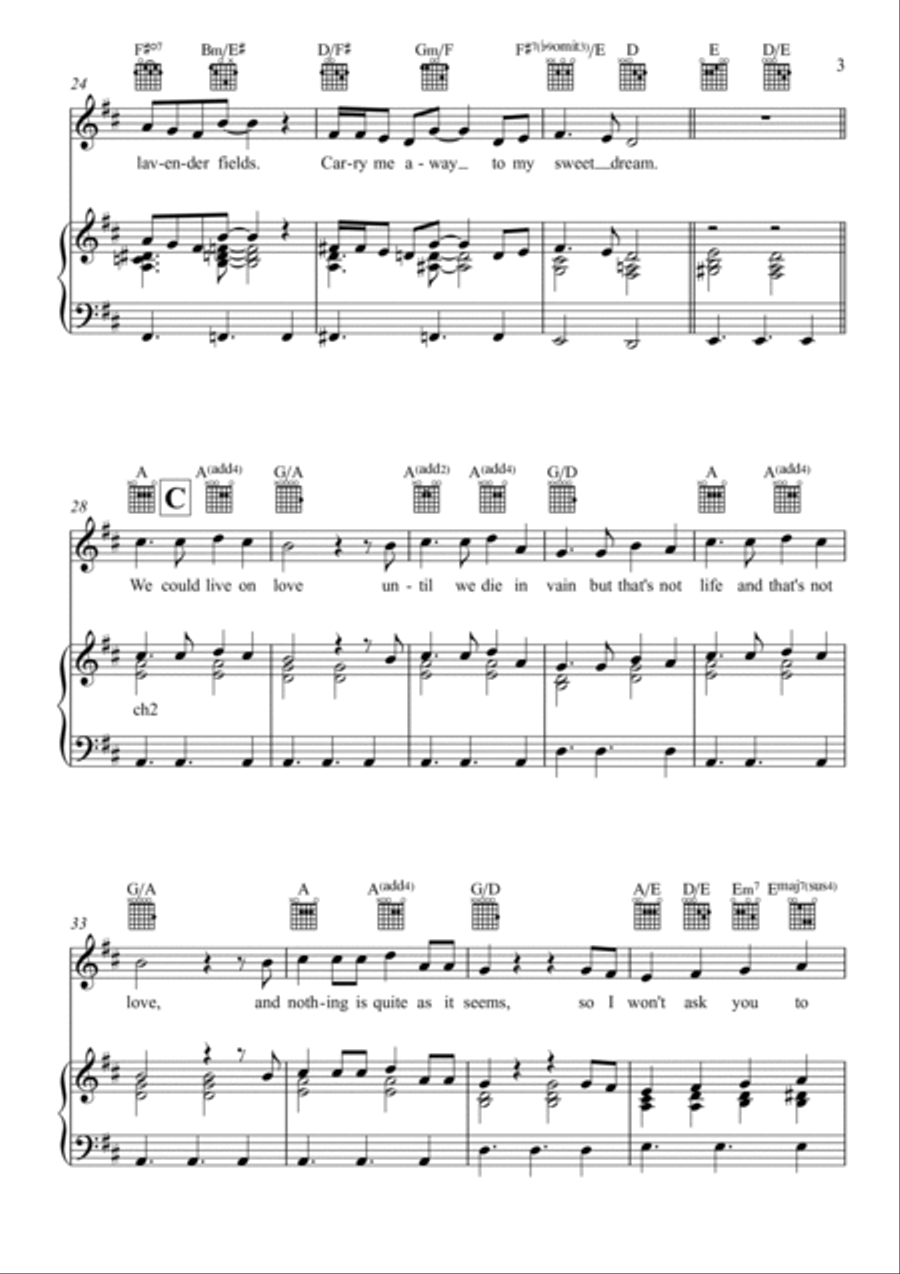 Lavender Fields (A Skeptic's Love Song) Piano, Vocal, Guitar scores gallery preview page 3