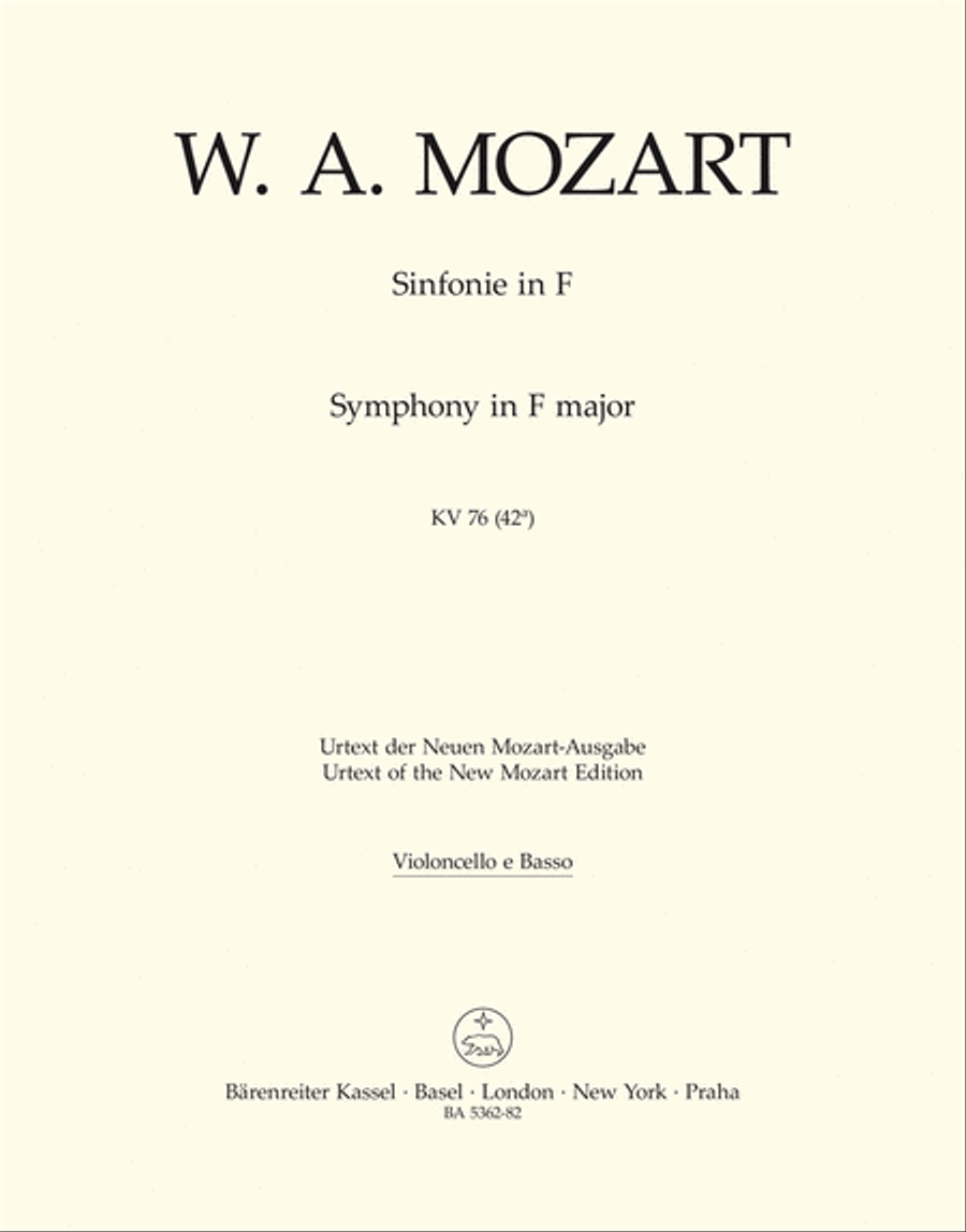 Symphony F major, KV 76(42a) Double Bass scores gallery preview page 1