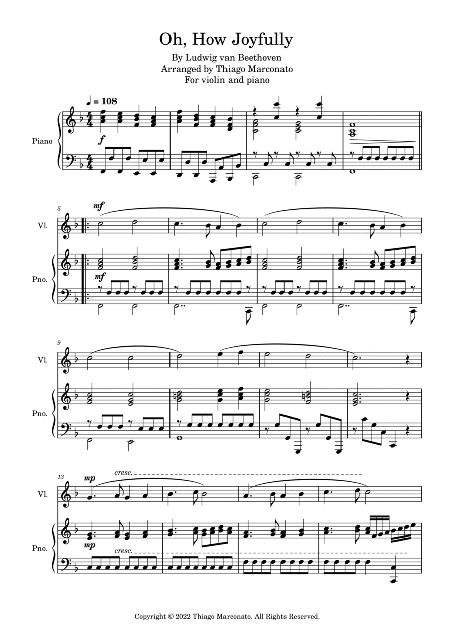 Oh, How Joyfully Violin Solo scores gallery preview page 1