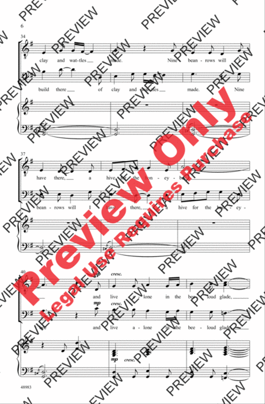 The Lake Isle of Innisfree Men's Choir scores gallery preview page 6