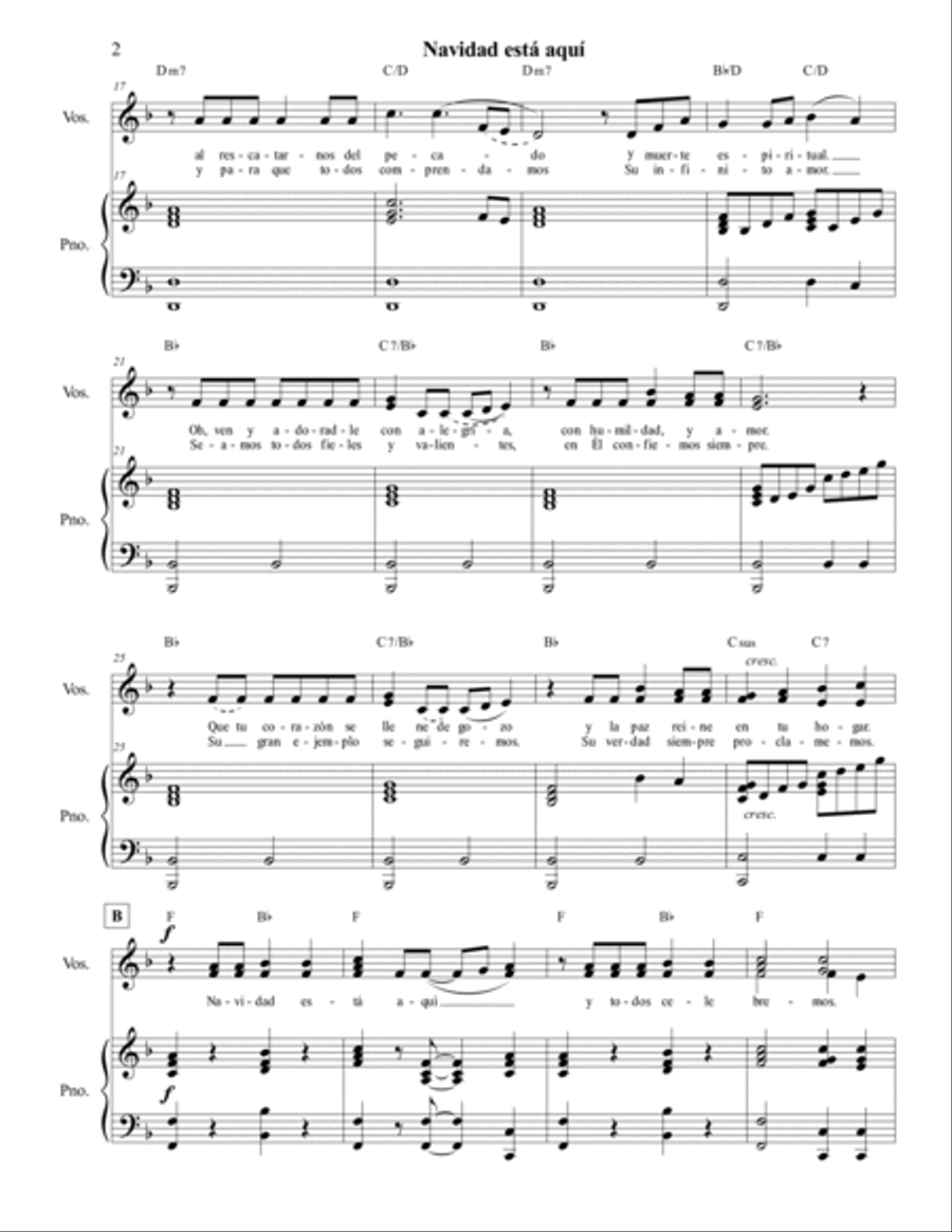 Navidad está aquí Piano, Vocal, Guitar scores gallery preview page 4