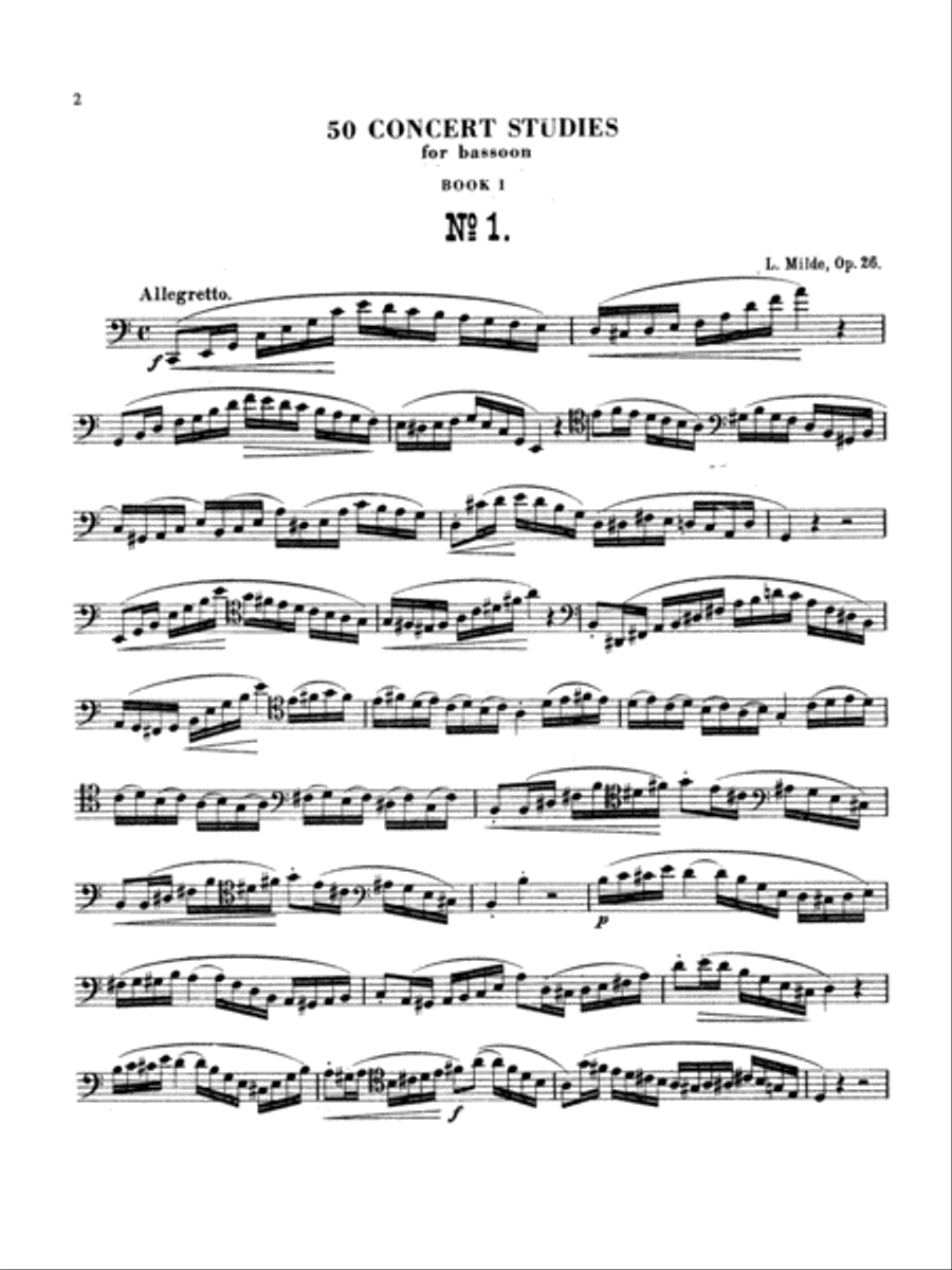 Milde: Fifty Concert Studies, Op. 26 Bassoon Solo scores gallery preview page 1