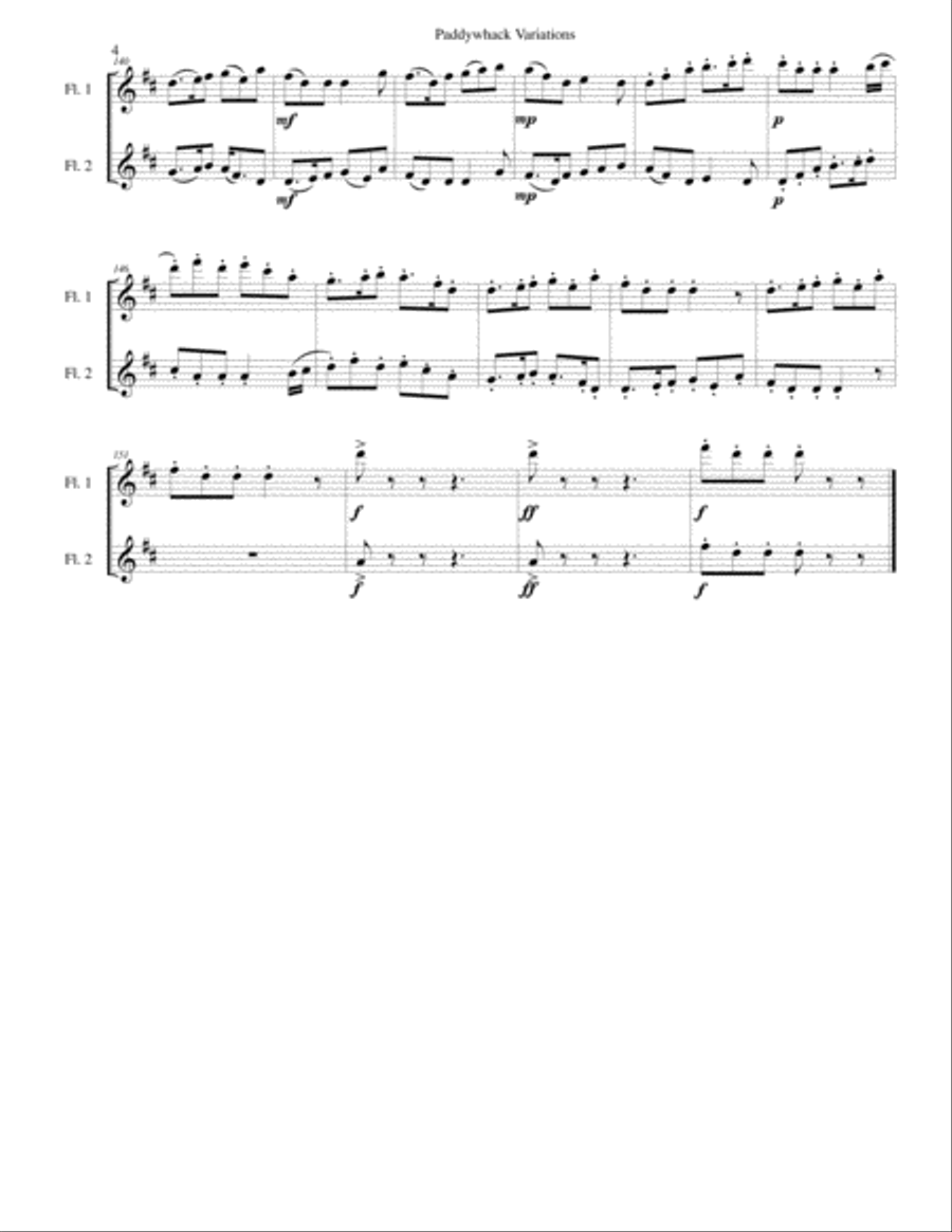 Variations for 2 flutes on the Irish folk tune Paddywhack Flute Duet scores gallery preview page 4