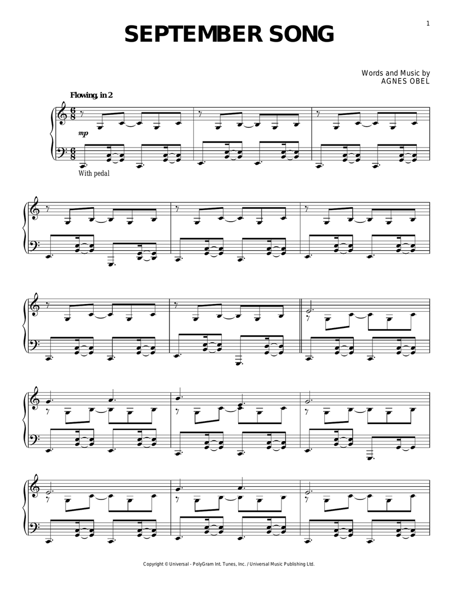 September Song Piano Solo scores gallery preview page 1