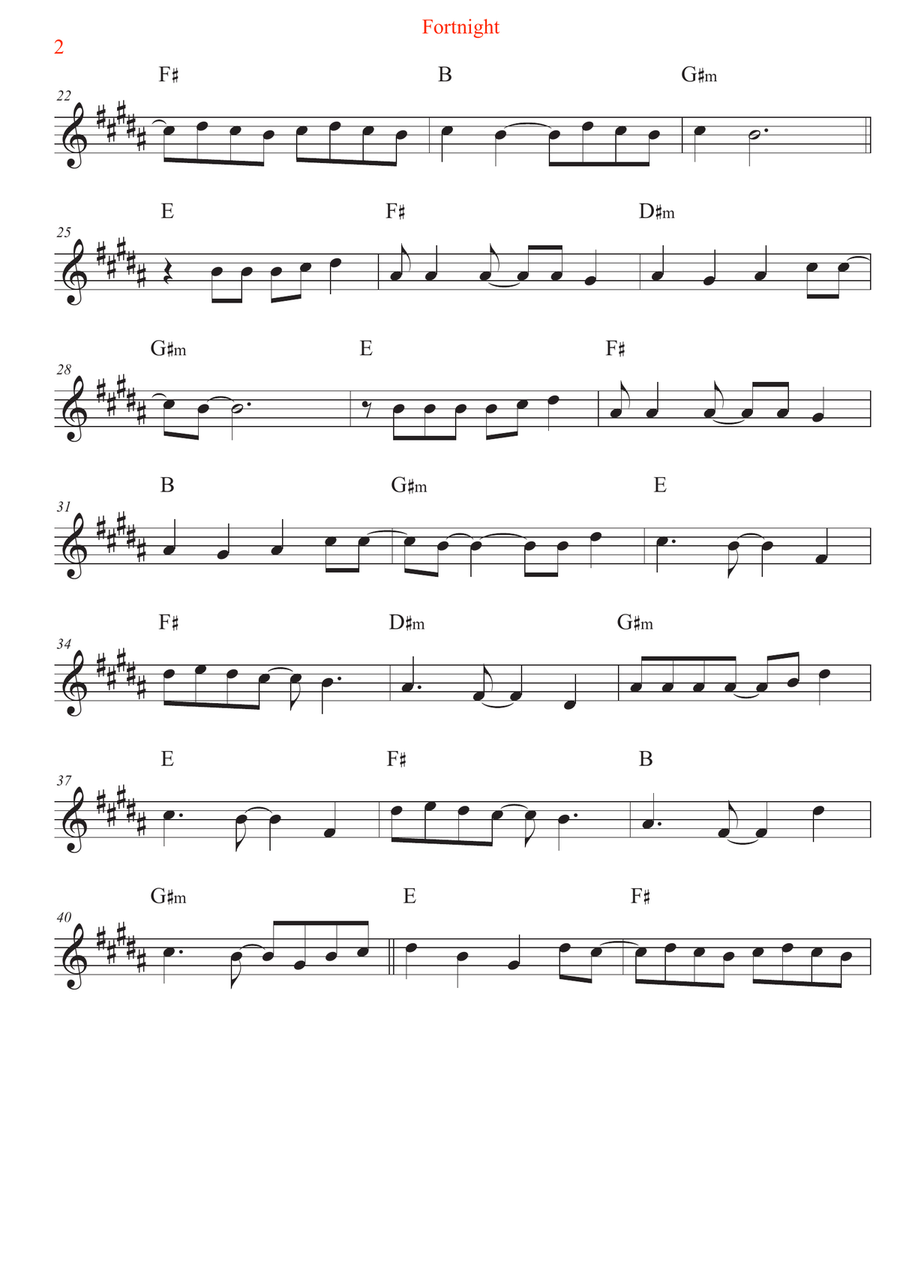 Fortnight by Taylor Swift Acoustic Guitar - Digital Sheet Music page 2