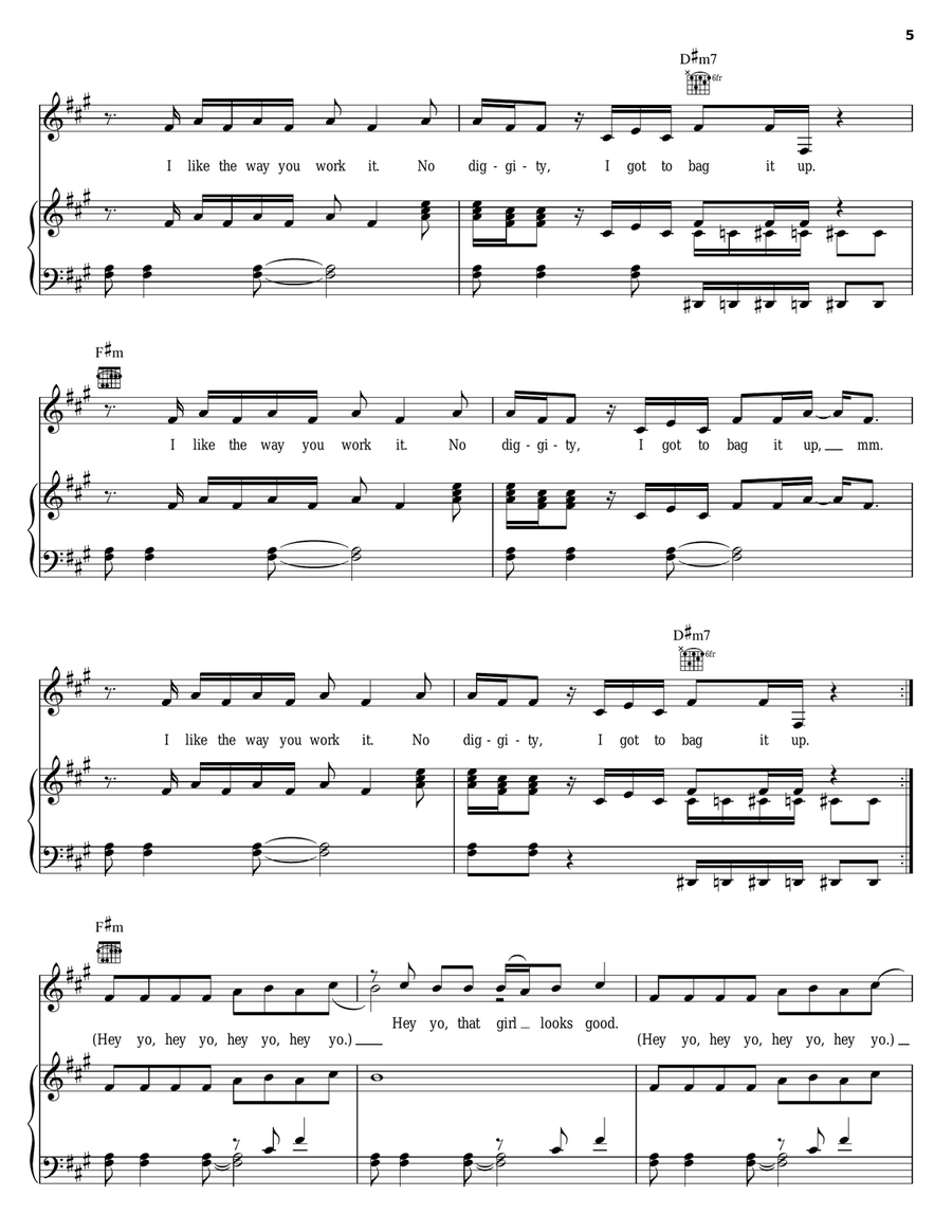 No Diggity Piano, Vocal, Guitar scores gallery preview page 5
