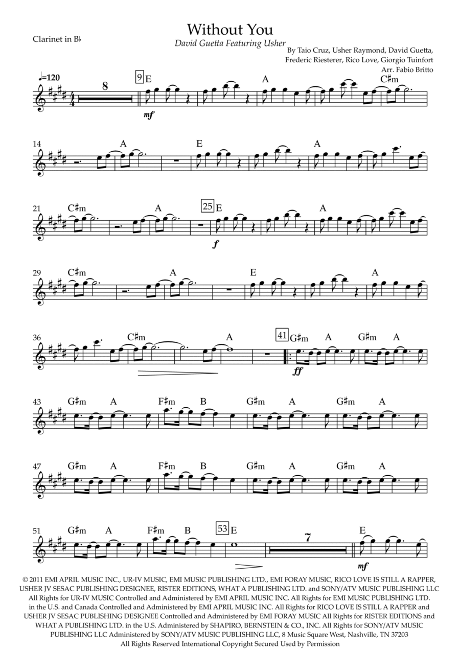 Without You B-Flat Clarinet scores gallery preview page 1