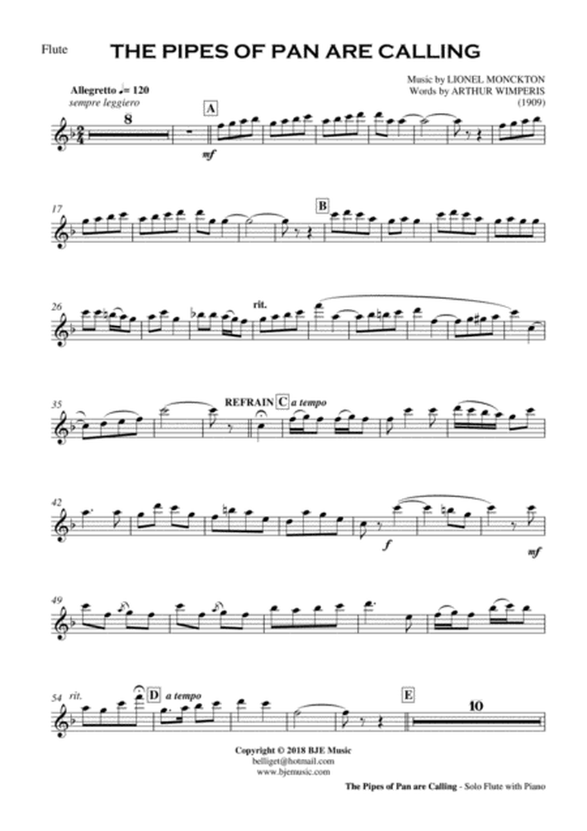 The Pipes of Pan are Calling [F] - Flute Solo with Piano Accompaniment image number null