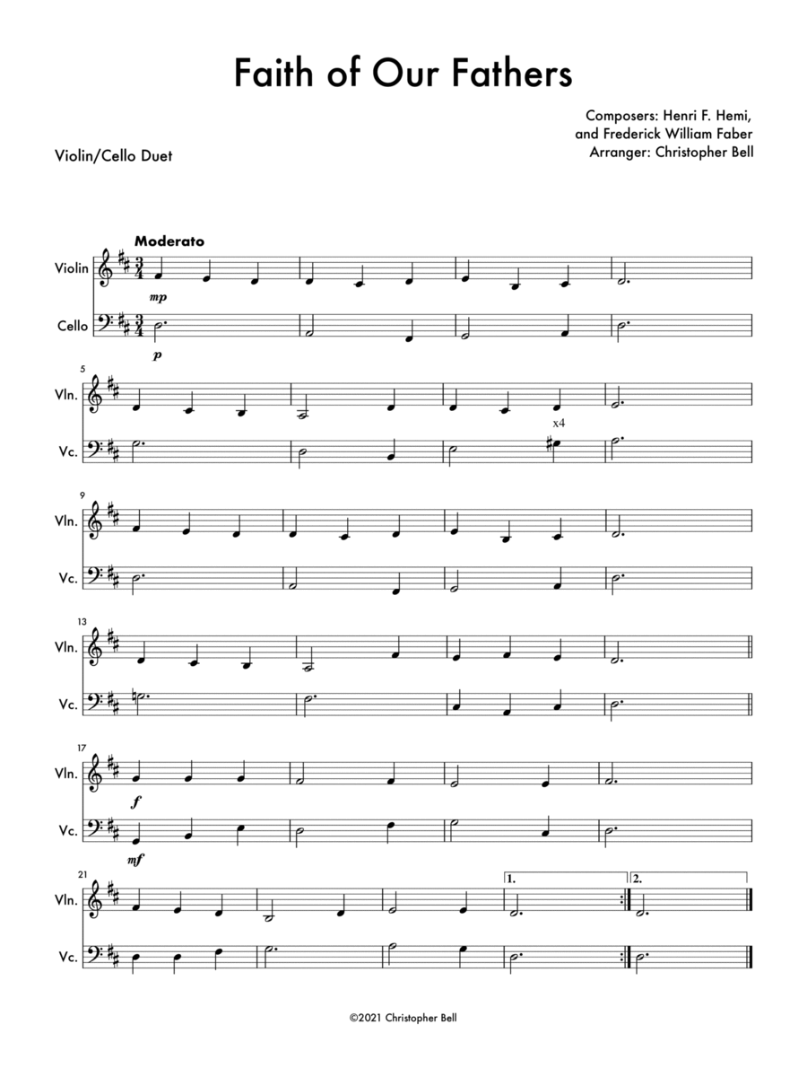 Faith of Our Fathers - Violin/Cello Duet
