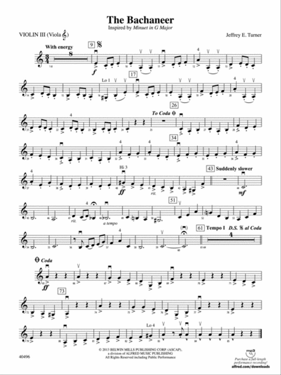The Bachaneer: 3rd Violin (Viola [TC]) String Orchestra scores gallery preview page 1